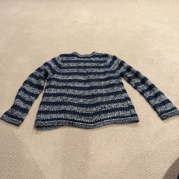 Anthropologie Moth Cardigan Sweater Mademoiselle Navy Boucle Chunky Knit LARGE - Picture 14 of 16